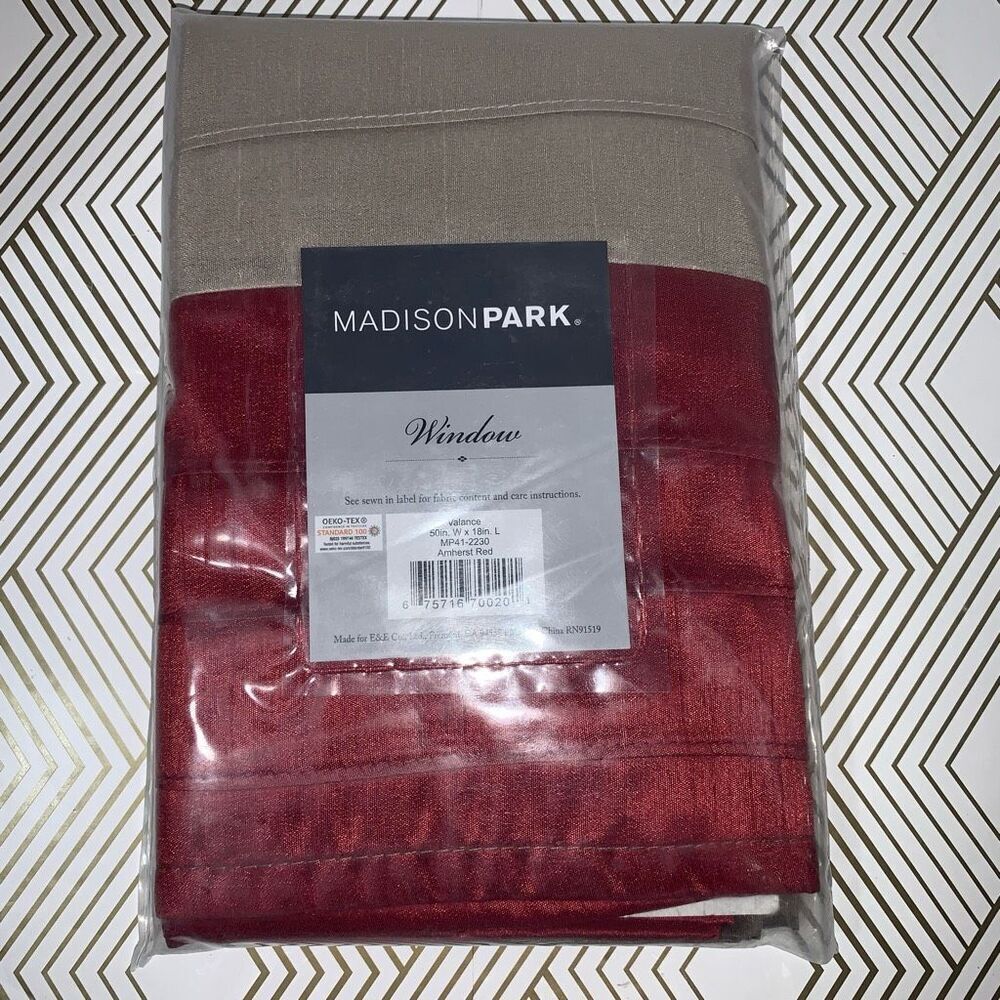 Madison Park Home Decor Window‎ Valance Amherst Red 50x18 New in Package